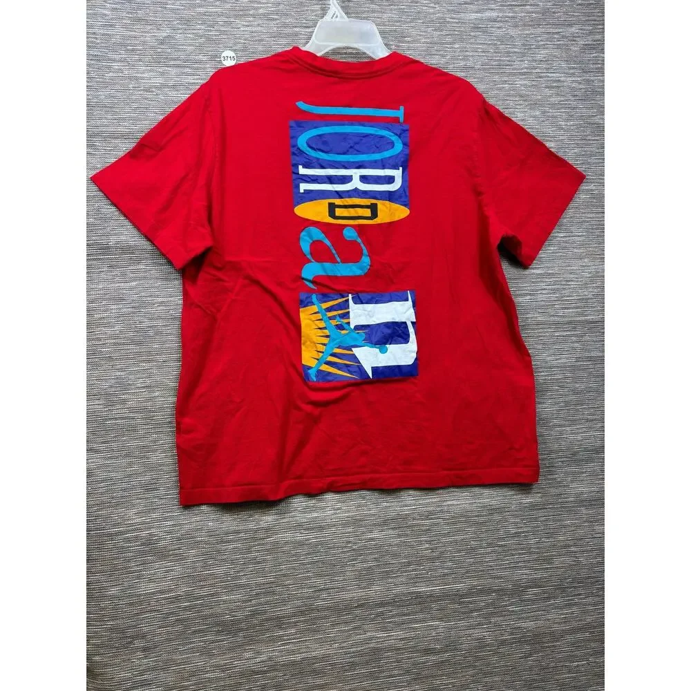 Jordan Shirt Mens 2XL Red Vertical Logo Basketball Graphic Tee 637586-65N